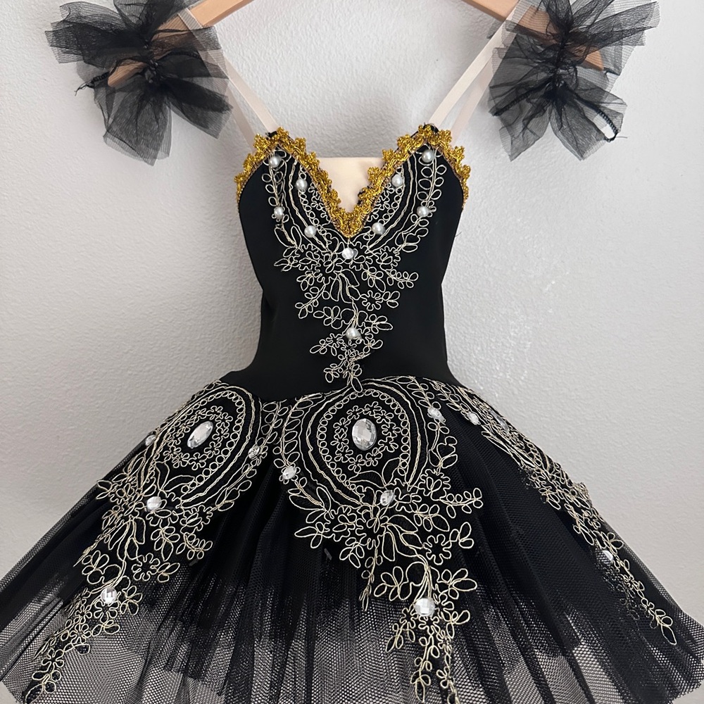 Black and Gold Girls “Black Swan” Ballet Costume Dress